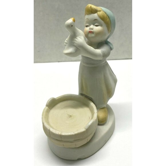 House Of Lloyd Figurine Farm Girl with Goose Bath Time Tub Vintage - Picture 3 of 8